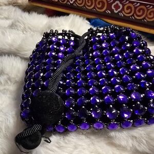 Elegant Purple Beaded Women's Bag Giorgio Armani Vintage Rare